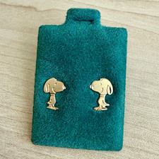 RARE Vintage 14K solid yellow gold Snoopy stud earrings by Michael Anthony picture