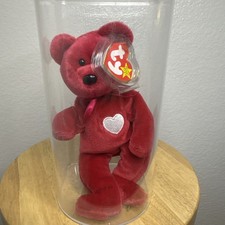 RARE Ty Beanie Babies Valentino Bear 1998 Vintage Pink Plush w/ Heart Patch Tag picture