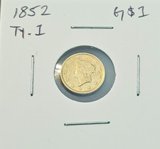 1852-P Type 1 Liberty Gold $1 Choice AU+ Nice Eye Appeal Strong Strike picture
