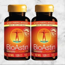 2 PACK BioAstin Hawaiian Astaxanthin supplement 12 mg.120 Soft Gels - EXP:2028 picture