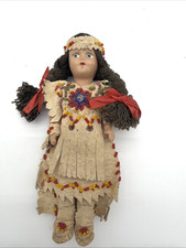 Antique Native American Girl In Leather Clothes  picture