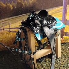 Traditional CM Breyer Model Western Saddle Set  Black Basket weave  picture
