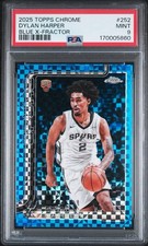 ✅ 2025-26 Topps Chrome Dylan Harper Blue Refractor Rookie RC #/150 Spurs PSA 9 picture
