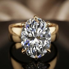 6.00TCW Oval Cut D VVS1 Moissanite Engagement Ring in 14K Yellow Gold Plated picture