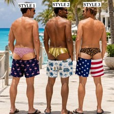 Funny Men’s Swim Trunks, Custom Fake Underwear Beach Shorts Size S-5XL picture
