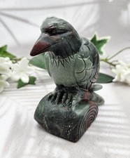 African Bloodstone Raven Crow Seftonite Hand Carved Crystal Bird 1LB 8.1OZ picture