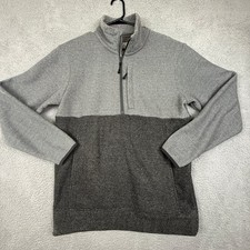 Ascend Mens Gray Two Tone 1/4 Zip Pullover Long Sleeve Casual Sweater M picture