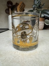 Culver Ltd 22k Gold Mushroom Lowball Cocktail Glass Vtg Mid Century MCM Signed picture