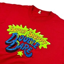 VTG 90's Nickelodeon Double Dare 2-Sided Single Stitch T-Shirt Red • USA • Large picture