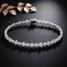 Diamond Celandine Bracelet Lab Grown 6 Carat Round Cut 14k White Gold E F VVS picture