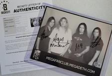 MEGADETH SIGNED PROMO PHOTO BECKETT LOA BAS COA AUTOGRAPHED BAND DAVE MUSTAINE picture