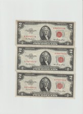 3-1953 $2 Red Seal Notes plain series in lightly circulated condition. picture