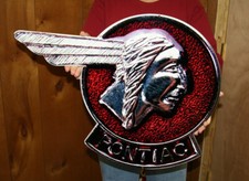 Pontiac Chief Head Vintage Emblem Steel Sign picture