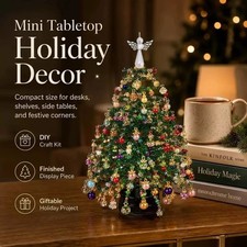 DIY Beaded Christmas Tree Craft Kit with LED Lights Tabletop Ornament Decor Set picture