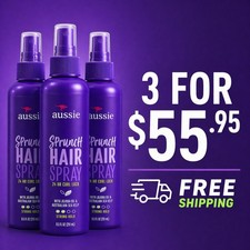 3x Aussie Sprunch Hair Spray 8.5oz Strong Hold 24Hr Curl Lock Original Formula picture