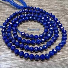 3mm Royal Blue Afghani Lapis Lazuli Faceted Round Rondelle Beads 13 inch Strand picture