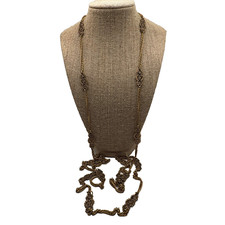 Accessocraft N.Y.C. Necklace Ornate Filigree Central Floral Motif. Gold Tone picture
