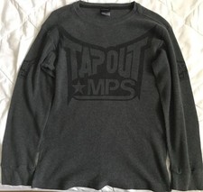 2000s Y2K MMA Tapout MPS Mens Medium Dark Gray Waffle Knit Long Sleeve picture