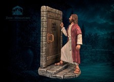 Jesus Knocking at the Door Hand-Painted Collectible Tin Miniature Scale 1:32 picture