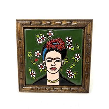 Handmade Mexican Talavera tile Wooden Frida Kahlo Frame picture