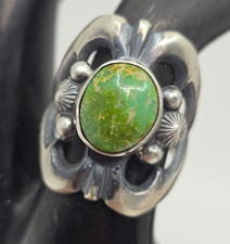 Gorgeous Royston Turquoise Sandcast Sterling Silver Ring Size 7 Harrison Bitsue picture