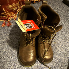 Justin Womens 9 M EH Lace-Up Work Boots Brown/Black Style 15394 picture