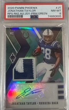 2020 Panini Phoenix Jonathan Taylor #JT Rookie Auto 2 Color Patch 6/20 PSA 8 picture