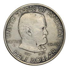 1922 Grant Commemorative Silver Half Dollar About Uncirculated Condition picture