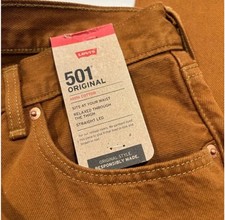 NWT Levi's 501 Original Men's Jeans Straight Leg Button Fly Mustard Brown picture