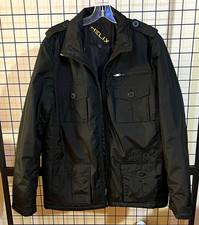 HELIX Men's Black Military Jacket L Full Zip/Button Stand-Up Collar Pockets picture