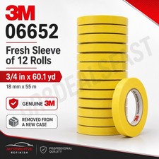 3M 06652 6652 Yellow Tape 3/4” Automotive Refinish (12 Rolls) ❗️SHIPS NEXT DAY❗️ picture