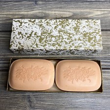 Vintage Peach Colored Soap Bars Set of 2 Floral Scent Pattern picture