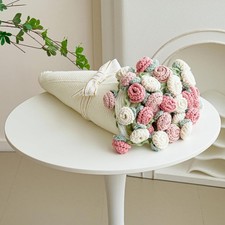 Crochet Flower Bouquet Throw Blanket, Handmade Knitted Blanket with Rose Flowers picture