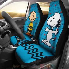 Snoopy Charlie & Snoopy Aqua Blue Color Cartoon Car Seat Covers R246266 picture