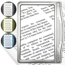 MAGNIPROS Patented 3X Large LED Page Magnifier for 19.6cm x 15.24cm, Silver  picture