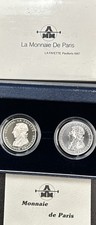 1987 Monnaie De Paris La Fayette Piedfort 100 Franc Silver 2-Coin Set picture
