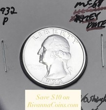 1932-P BRILLIANT UNCIRCULATED KEY DATE  U.S. WASHINGTON QUARTER. picture