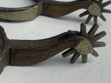 Vintage Copper Snakes and Nickel Clubs Hand Forged Western Spurs W/ Bronze Rowel picture