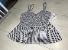 CHELSEA 28 Nordstrom￼ Navy￼ Blue & Ivory Gingham￼ sleeveless top￼ Size S~NWT picture