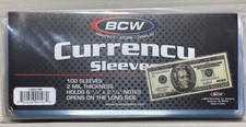 100 BCW Regular Currency 2 Mil Soft Poly Sleeves Cash Dollars US Note Bill picture