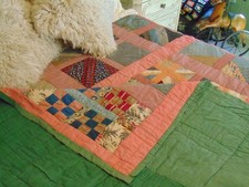 antique old vintage 1930's era hand stitched PATCHWORK QUILT 69