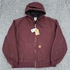 NEW Carhartt J130 PRT Canvas Hooded Jacket Burgundy Wine Size Men’s 2XL picture