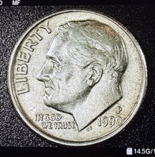 Rare ERROR 1990 P Roosevelt Dime Double Die DDO DDR Error Circulated picture