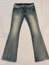 Rerock for Express Flare Jeans Size 2 NWT Embellished Rhinestone Y2K picture