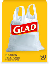 Glad Tall Kitchen Trash Bags 13 Gallon, Unscented Garbage Bags, Handle-Tie, 50 C picture