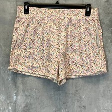 ABOUND Pink-Ivory Maisey Ditsy Dolphin Hem Elastic Waist Pull-On Shorts SZ L picture