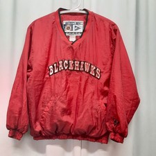 VTG Youth L Chicago Blackhawks Mighty-Mac Windbreaker Pullover Red NHL  90s picture