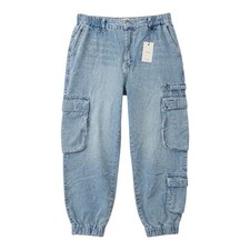Forever 21 NWT Women's Size XL Mid Rise Denim Cargo Joggers Durable Functional picture