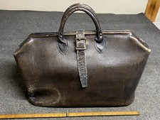 Antique Leather Doctor's Medical Bag Genuine Cowhide Leather 15” X 6” X 9” picture