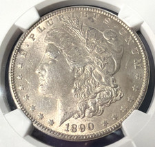 1890 Morgan 90% Silver $1 Dollar NGC Graded MS 61 Bright White Coin picture